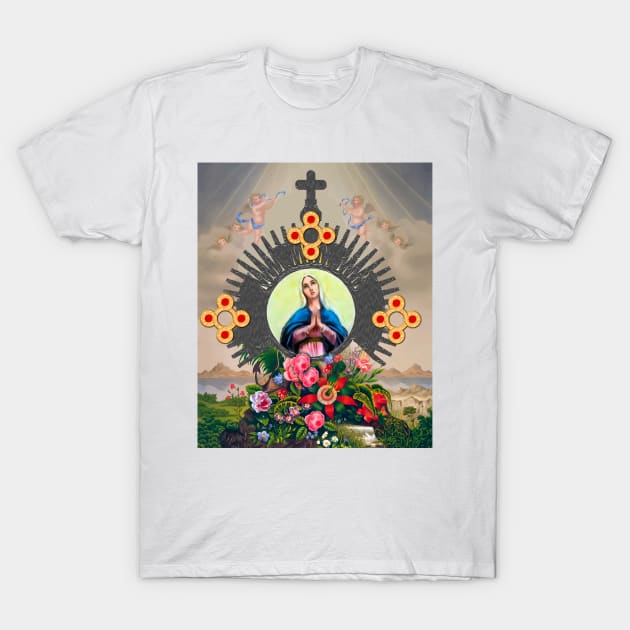 monstrance santa maria and flowers T-Shirt by Marccelus